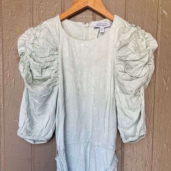 & Other Stories Elegant Sage Green Puff Sleeve mini Dress Size 4 - Picture 4 of 12